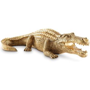 Signature Design by Ashley Lauretman Contemporary Polyresin Alligator Sculpture, Antique Gold, 22.88" W x 10.5" D x 6" H