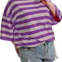 Womens Striped Polo T-Shirts Oversized Short Sleeve Top Cotton Color Block Loose Basic Tee Casual Tunics Summer Spring Tops (S)