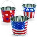 Fun Express Patriotic Pails - 4th of July & Party Favors - 2.75' x 3.25' | Multi-color | Pack of 12