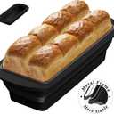 Foldable Silicone Loaf Pan with Metal Reinforced Rim Support - Nonstick Silicone Baking Mold for Homemade Loaf, Bread and Meatloaf - (9"x4"x2.5", Black, 1 Piece)