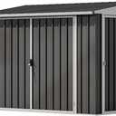 DWVO 7x4 FT Outdoor Weatherproof Storage Shed, Secure Metal Bike Shed w/Lockable Entry, Garden Storage Solution for Lawn Equipment, Tools, Waste Bin, Dark Gray