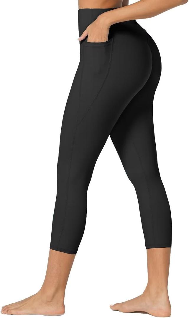 Sunzel Invisible Butt Scrunch Workout Leggings with Pockets for Women, No Front Seam Booty Gym Yoga Pants with Tummy Control 21" Black X-Large