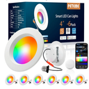 Peteme E26 Retrofit LED Recessed Lighting 4 Inch, IC Rated ETL Certified Smart Can Light Baffle Trim Style, RGBCW Dimmable Color Changing Soffit Downlight Compatible with Alexa/Google, 800LM, 6 Pack