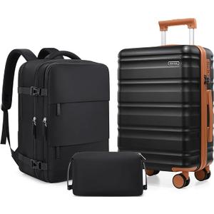 Suitcase Set 3 Piece, 20 IN Carry On Luggage with PC Hard Shell, TSA Lock Spinner Wheels Extension Handle Suitcase Set, Luggage With Fully Lined Interior