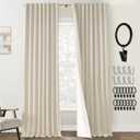 Floor to Ceiling Curtains,Cortinas para Sala Elegantes,Long Blackout Drapes for Track System Pleated with Hooks Rings,Linen Black Out 9FT Curtains 108 Inches Long 2 Panels Set for Living Room, Beige