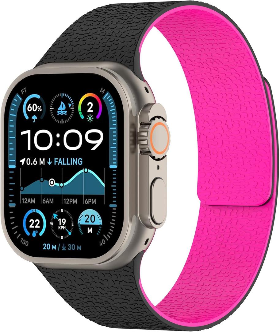 Magnetic Band Compatible with Apple Watch 49mm 46mm 45mm 44mm 42mm 41mm 40mm 38mm Women Men Lychee Silicone Magnetic Strap for iWatch Ultra SE Series 11 10 9 8 7 6 5 4 3 2 1