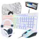 Gaming Keyboard and Mouse and Gaming Headset & Mouse Pad, Wired LED RGB Backlight Bundle for PC Gamers Users - 4 in 1 White Edition Hornet RX-250