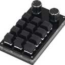 Diyeeni 12 Keys Macro Mechanical Keypad, Programmable Keyboard with 2 Knobs, Portable One Handed Fully Programmable Keypad, Gaming Keyboard, USB Wired, Saving Space