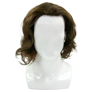 Men's Movie Joker Green Semi-long Wavy Wig Synthetic Hair Halloween Cosplay Costume Wigs for Men Boys (Brown)
