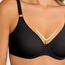 Women's Unlined Underwire Bra Demi Smooth Bras (Black, 34D) (Black)