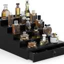 upcessory Cologne Organizer for Men, 5 Tier Black Cologne Shelf, Perfume Stand with Drawer and Hidden Compartment Perfume Display Holder  A Gift for Men