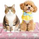 Dog Bed Mat Soft & Comfortable Dog Kennel Pad for Crate Durable Crate Bed & Mat for Dogs & Cats Ideal for Crate, Kennel, and Home Use (Big&Little Stars Pink, S(24"*18"*1.5"))