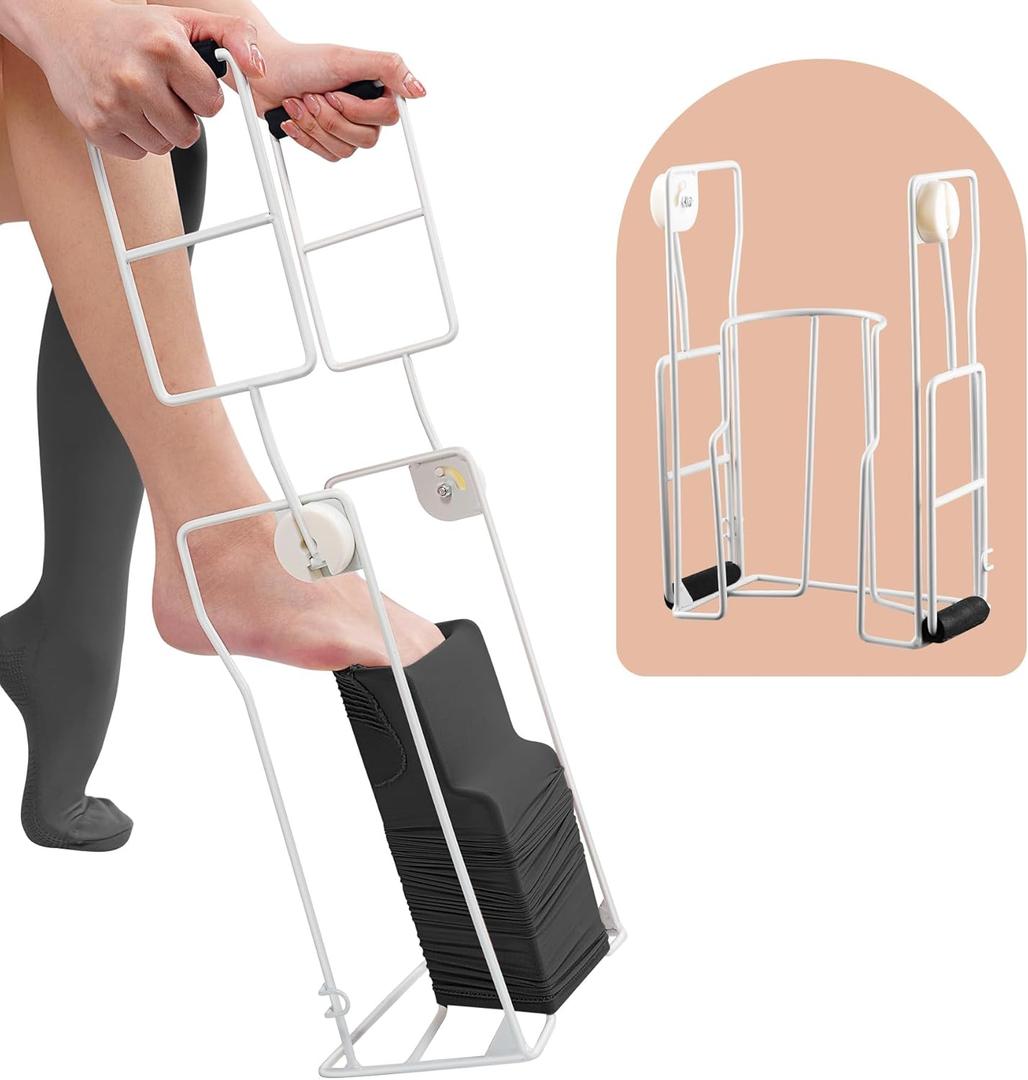 Compression Sock Aid Device - Foldable Sock Aids for Putting on Compression Socks, Stocking Donner Sock Helper Tool for Seniors Fits Calf Circumference Under 15 Inches