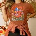 Thanksgiving Shirt for Women Gobble Gobble T-Shirts Funny Turkey Graphic Tee Turkey Day Thanksgiving Tee Top (XXL)