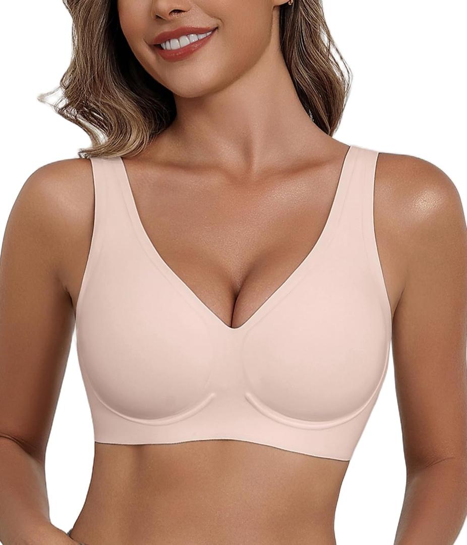 Avidlove Wireless Bras for Women Seamless Comfortable Jelly Bra Full Coverage Support Bralette Everyday Bras (XX-Large, Lotus Root Pink)