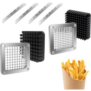 2Pcs Replacement Chopper Blade,1/4''&3/8''Commercial Vegetable Chopper Dicer Stainless Steel Blade and Pusher Block for Fruit Cutting Machine Tomato onion French Fries Cutter