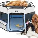 X-ZONE PET Dog Playpen Portable Pet Play Pens for Puppies, Cat, Rabbit, Chicks, Foldable Exercise Play Tent Kennel Crate, Indoor/Outdoor Travel Camping Blue Large