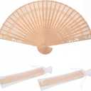 Sandalwood Fan 50 Pcs Hand Fans with 50 Organza Bags Abanicos De Mano Fans for Weddings Hand Fan Foldable Abanicos De Mano Ara Fiesta Wedding Fans for Guests (Generic-50pcs With Organza Bags)