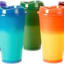 16Oz 5 Pack Color Changing Cups - Reusable Plastic With Lids for Coffee, Juice - Quality Cups for Kids and Adults Parties and Birthday