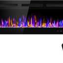 50" Electric Fireplace Wall Mounted and Recessed with Remote Control, 750/1500W Ultra-Thin Wall Fireplace Heater W/Timer Adjustable Flame Color and Brightness, Log Set & Crystal Options