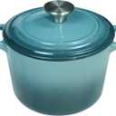Flavehc Dutch Oven Pot with Lid 1.8 qt Cast Iron Dutch Oven for Bread Baking Slateblue Enameled Cast Iron Rice Pot with Handels