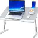 KLEAR Laptop Bed Desk with Adjustable Heights and Angles, Upgraded-Sturdy Foldable Laptop Lap Desk for Bed/Sofa/Couch/Floor, Lap Tablet Desk (NO Drawer, Grey)