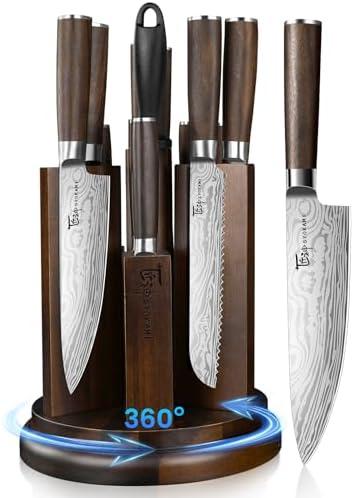 SYOKAMI 2026 Upgrade Knife Set 14 Piece Japanese Style Kitchen , High Carbon Stainless Steel Knives Sets with Steak Knives and Sharpener, Ideal for Gift