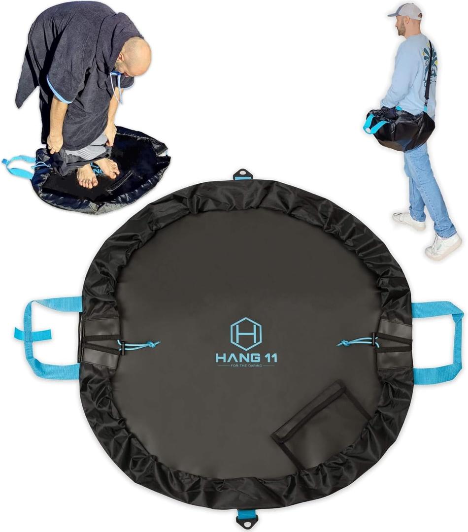 Hang 11 Wetsuit Changing Mat Bag - Surf Changing Mat with Shoulder Strap, Wetsuit Bag Waterproof, Keeps your Wet Suit & Car Clean, Surf Change Gear, Surfing Accessories, Surfing Gifts (Blue)