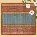 Natural River Grass Handcrafted Pooja Meditation Prayer Floor Mat Set, Multicolor Striped Pattern, 18x18 Inches, (Set of 2)