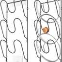 2 Pack Pot Lid Organizer Rack for Cabinet Door/Wall, 6-Tier Pot Lid Holders inside Cabinet Door, No Drilling Adhesive Wall/Door Mounted Rustproof Pots and Pans Lid Organizers for Kitchen Storage Black