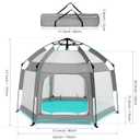 Bend River Baby Playpen with Canopy, Portable Baby Beach Tent, Toddler Play Yard Indoor and Outdoor, Foldable Mosquito Net for Infant - Grey, 27"x15"x17"