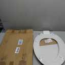 Angel Shield Elongated Wooden White Toilet Seat Quiet Close 18.5" | Quick Release Metal Hinges, Adjustable Fit for Standard Elongated Toilets, Easy to Install&Clean