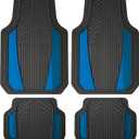 Custom Accessories 4-Piece Anodized Sport Floor Mats, All-Weather Mats for Cars, Trucks, SUVs  Black/Blue