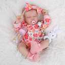 WOOROY Realistic Reborn Baby Dolls Girl - 18-Inch Real Baby Feeling Lifelike Sleeping Newborn Baby Doll Full Body Vinyl Real Life Baby Dolls with Toy Gift Accessories for Kids Age 3+
