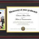 upsimples 11x22 Diploma Frame with Tassel Holder for 8.5x11 Certificate and 5x7 Photo with Black over Gold Mat, High Definition Glass, Mahogany with Gold Beads, 1 Pack