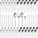 Alata Cube 65-Piece Forged Stainless Steel Flatware Set Cutlery Set with Utensil-Serving Set, Silverware Set Service for 12, Mirror Finish, Dishwasher Safe