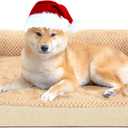 JOYELF Orthopedic Dog Bed for Medium Dogs, U-Shaped Foam Dog Bed, Durable Waterproof Bolster with Removable Washable Cover and Non Slip Bottom for Small Medium Dogs (khaki)