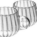 Clear Classic Glass Halloween Cups with Handle 12 Oz- Heat-Resistant Cute Pumpkin Coffee Mugs for Home, Office, Party Drinking Cups Microwave Safe (2Pcs)