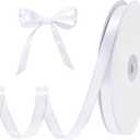 2Pcs woric White Ribbon 3/8 Inch 120 Yards Thin Ribbon White Satin Ribbons for Hair Gift Wrapping Bow Making Gift Bags Jewelry Beaded String Balloon Sewing Cards DIY Crafts Mothers Day Wedding Decorations