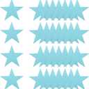MECCANIXITY 48 Pcs Glitter Stars Cutouts Decoration, 6" Paper Star Confetti Cutouts Stars Shiny for Bulletin Board Wall Classroom Party Supplies, Light Blue