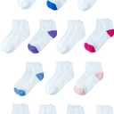 Amazon Essentials Unisex Toddlers' Cotton Ankle Socks, 14 Pairs, White, Multi Color, 3T-4T