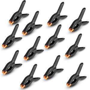 Rondauno Spring Clamps 12 Pack, 3.5 inch Spring Clips for Crafts & Professional Backdrop Clips, Heavy Duty Plastic Clamps for Woodworking