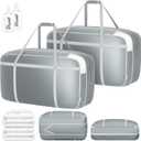 DIMJ Compression Moving Bags - Extra Large Heavy Duty Comforter Storage Bag with Window, Packing Totes With Strong Handles & Zipper, Space Saving Box Containers For Blanket, Clothes, Bedding, 2 Pack (Gray)