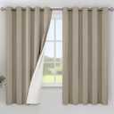 YoungsTex Extra Wide Burlap Linen Blackout Curtains for Bedroom, Taupe Thermal Insulated Drapes Heat Blocking with Grommet for Living Room Window with White Backing, 2 Panels, 60 X 63 Inch