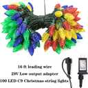 AWQ 100LED 81 FT C9 Christmas String Lights Plug in Fairy Twinkle String Lights 8 Modes Timer Function Waterproof Extendable for Indoor Outdoor Wedding Party Christmas Decoration (100, Multicolor)
