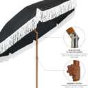 AMMSUN 7ft Patio Umbrella with Fringe Outdoor Tassel Umbrella UPF50+ Premium Steel Pole and Steel Ribs Push Button Tilt, Black