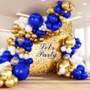 Vicduotex 147pcs Royal Blue and Gold Balloons Arch Garland Kit, 18 12 10 5 inch Navy Blue Metallic Gold White for Graduation Baby Showr Decorations Birthday Wedding Party Decorations