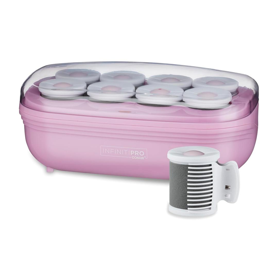Conair Hot Rollers for Long, Medium & Short Hair, 8 Ceramic Flocked 2-Inch Heated Hair Rollers with Clips, Hot Curlers for Women, Volume & Curls, Lilac