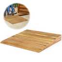 Wooden Threshold Ramp for Home Steps, 3" Rise Doorway Ramp with Non-Slip Grooves, Door Ramp for Wheelchair/Walker/Cart/Scooter, (31.4 W*3.0" H, Solid Wood, 600LBS Capacity) (Crack across the middle)