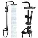Gotonovo Outdoor Shower Fixtures SUS304 Stainless Steel Rain Shower Kit Faucet High Pressure Wall Mount 2 Dual Function 8 Inch Showerhead and Handheld Spray Combo, Single Handle, Matte Black
